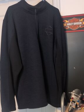 Harley-Davidson Navy Blue with Half Black Sleeves Half-Zip Pullover